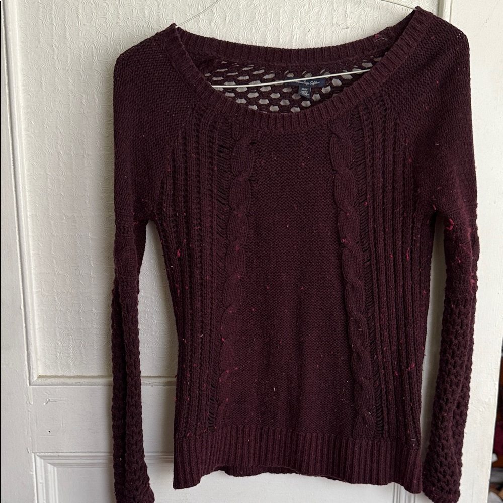 American Eagle Outfitters Maroon Cable Knit Sweater